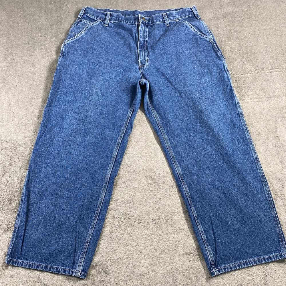 Carhartt Jeans Mens 40x28 Blue B13 DST Dungaree Fit‎ Loose Carpenter Workwear